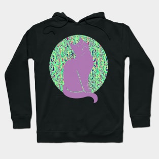 Purple Cats Purrfect Psychedelic Garden Silhouette Art Hoodie